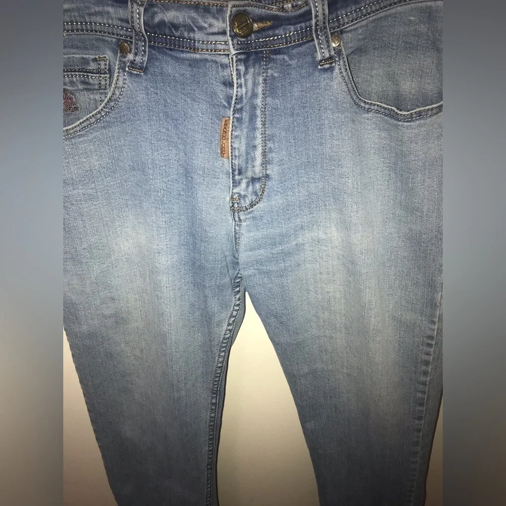 𝅺FRANCO Lucci Mens Cotton Limited Edition Straight Light Wash Denim Jeans 36X30